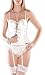 Produktbild M-Mala Corsage Set Push-up Spitze Dessous + String + Strumphalter viele Farben 1104, Grösse Accessoire:75C;Farbe:Weiss