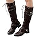 Produktbild Beginfu Damen Wildleder Hohe Röhre Nähte Kniestiefel lange Stiefel Cowboystiefel Schuhe Frauen Damen Schuhe Flock Roman Reiten Kniehohe Cowboystiefel Martin Lange Stiefel