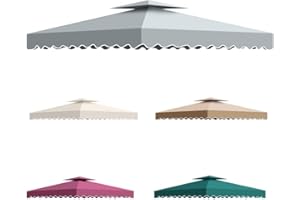 BSTECIAR Toldo pergola Recambio 3x3m, Pergolas de Jardin Cubierta de Repuesto de Gazebo Pabellón Exteriores, Doble Niveles Carpas para Exteriores con Orificios de Drenaje y Ventilación