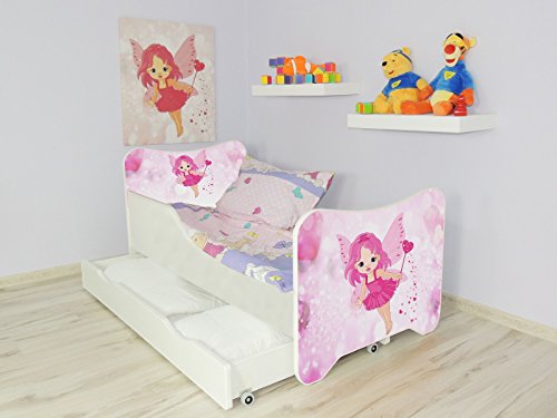 TODDLER CHILDREN KIDS BED INCLUDING MATTRESS + DRAWER 160x80!! 30 DESIGNS!!! (LITTLE FAIRY)