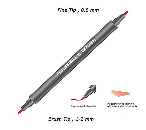 INIBUD Brush Pens Set mit zwei Spitzen 12 Bunte Farben Pinselstift Set Vermischbare Pinselstifte Mit Flexiblen Echten Bürste Spitzen aquarell pen - 3