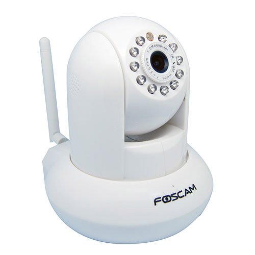 2 PACK - Foscam FI9821W Megapixel HD 1280 x 720p H.264 Wireless/Wired Pan/Tilt IP Camera with IR-Cut Filter - 26ft Night Vision and 2.8mm Lens (70° Viewing Angle) - White