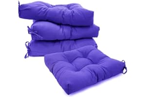 REINO MANSIDI Cojines para Silla, Acolchados 40 x 40cm, Relleno de Fibra hueca 7cm, para mayor comodidad, Ideal para la Decoración de Cocina y Salón, Comedor y jardín. Fabricados en España (Pack 4, Azul)