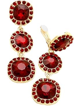 Schmuckanthony Abendschmuck Ball Cocktail Lange Ohrclips Clips Klips Clip On Ohrringe Kristall Rot 6 cm Lang