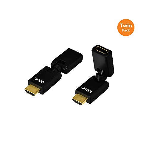 Urbo multi-pivot HDMI-Stecker mit Verlängerungskabel Vergoldete Stecker, Wirbel und dreht für einfachen Zugang zu HDMI-Anschlüsse und zu schützen HDMI-Kabel – Twin Pack
