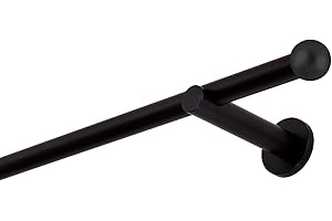 MDEKOR Bastone per tende nero, 420 cm, 1 binario, 19 mm, in metallo, fissaggio a parete, sfera