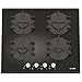 Produktbild Vlano Gaskochfeld/GL 604 BK / 60 cm/Autark schwarz Glas Kochplatte Gas / 4 SABAF Gasbrenner/Stark / Turbo Brenner/Gusstopfträger / Einhand Zündung/versch. Ausführungen (60 cm)