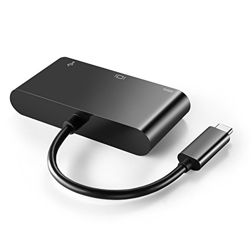 TNP USB Typ C auf USB Typ A + DVI + Typ C Power Ladekabel Port Multi Hub Adapter – usb-c zu SuperSpeed Standard USB 3.0 Typ A mit DVI Video Converter Combo Anschluss Card Kabel Stecker Draht, Kordel - 2