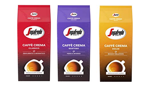 Segafredo Caffé Crema alle Sorten - 1x Gustoso 1x Classico 1x Dolce je 1000g - geröstete Bohnen Probierpaket