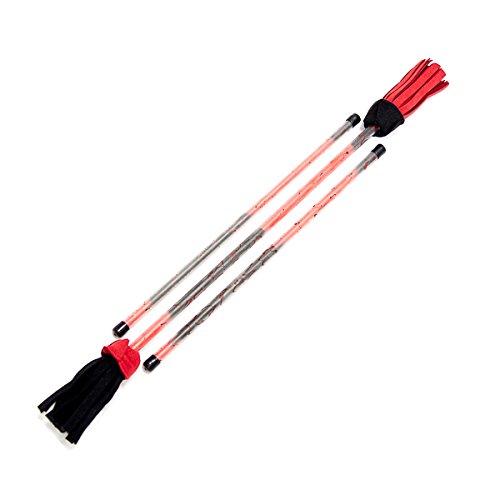 Juggle Dream Picasso Flowerstick. Hand Painted Unique with Matching Handsticks. Covered with Ultra Grip Silicone. Virtually Unbreakable Fibreglass. Bright PSuede Tassels. Juggling Set (Black/Red)