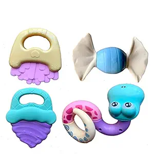 THE LITTLE LOOKERS? Colorful Cute Attractive BPA-Free Activity Rattles and Teethers for Babies and Kids (Multicolour) -Set of 4