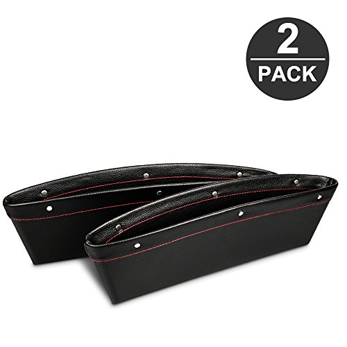 [Pack of 2]Car Seat Catcher, IWILCS Car Seat Side Pocket Caddy Car Seat Slit Pocket Catcher Organizer,Interior Car Accessories Between Seat and Console(Black)