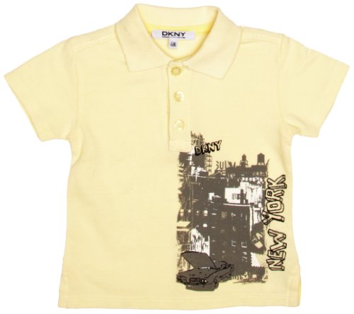 DKNY Unisex Baby City Print Polo Shirt Light Yelloow 6 Months