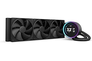 NZXT Kraken Elite 360 - Refroidisseur liquide tout-en-un pour ordinateur - Radiateur 360 mm - Trois ventilateurs F120P - Écran LCD IPS 2,72" personnalisable - Pompe NZXT Turbine - Noir
