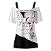 Produktbild DEELIN Damen Sommer Schmetterling Printing Off Schulter Shirt Kurzarm Casual Top Bluse (S, Rosa)