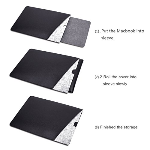 WALNEW 15 MacBook Pro 15 Zoll, Veröffentlicht in 2016, Schutzhülle, Hülle, Case, Cover, mit Zwei-Taschen-Design mit Geschütztem Inneren und Externem Mousepad,Schwarz - 5
