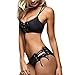 Produktbild Damen Bademode LUCKYCAT Damen Trägerlosen Bikini Badeanzug Mode BH Oberteile Bademode Frau Bikini Set Einfarbig Strandkleidung Hoher Bein Badeanzug (Schwarz, Small)