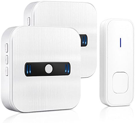 Wireless Doorbell, Solotree Wall Plug-in Cordless Door Chime at 1050-feet(300meters) Range with LED Indicator Over 50 Chimes, No Batteries Required for the Receiver （White）(2 x Receiver 1 x Transmitter )