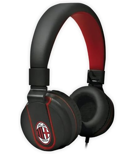 Casque Stéréo Techmade AC Milan 1899 - Microphone Intégré, Skins Interchangeables, Noir