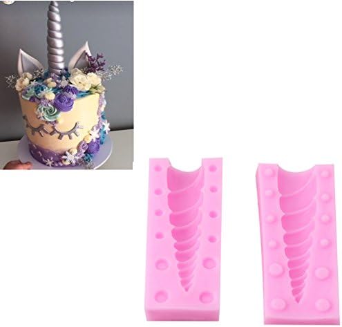 Timetries Pink Silicone Fondant Unicorn Theme Chocolate Mould Baking Tray Cake Decor Icing Sugarcraft Mold Baking Tools, 2PCS/Set (Unicorn Horn Style)