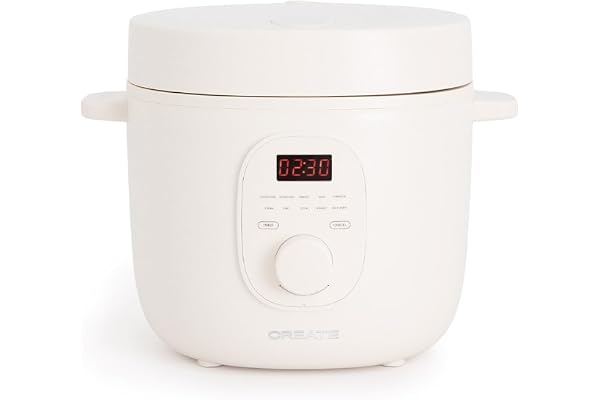 CREATE/RICE COOKER/Cuisseur à riz électrique 2L Blanc cassé/Programmable jusqu'à 24h, Prépare des plats à la vapeur, des ragoûts ou des soupes, Fonction maintien au chaud, 400W