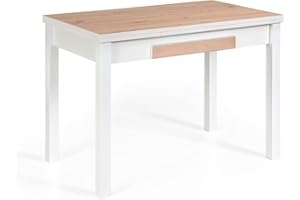 MOMMA HOME Tavolo da cucina allungabile allungabile Tavolo da pranzo moderno allungabile in rovere rustico bianco modello Noli dimensioni 100/160 x 60 x 76 cm