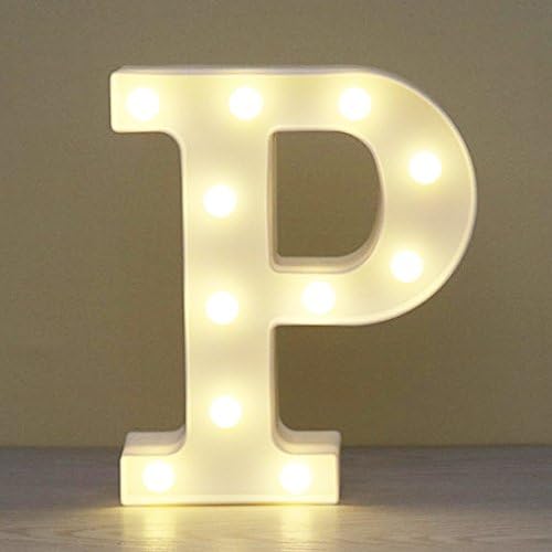 LED Letter Lights Marquee Alphabet Light Up Marquee Letters Sign For Wedding Birthday Party Battery Operated Christmas Night Light Lamp Home Bar Decoration (P)