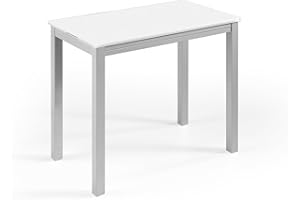 MOMMA HOME MOMMAHOME® Mesa de Comedor y Cocina, Extensible y Plegable, Mesa Moderna, Color Blanco/Plata. Londres, Cristal Templado/Metal, Medidas 95x55/95x76 cm