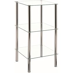 Haku Möbel 90239 Étagère de Salle de Bain Tube d'Acier/Verre Trempé Chromé 39 x 39 x 77 cm