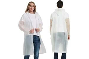 STEK Raincoat Rain Poncho for Men Women, Waterproof Travel Rain Coat Rain Jacket Reusable EVA Hooded Lightweight Rain Cover Rainwear Emergency with Hood and Sleeves for Cycling Outdoor Camping Hiking