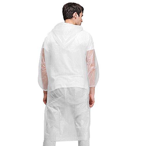 Migimi Einweg Notfall Wasserdicht Regenmantel, Einweg Kunststoff Poncho, Einweg Regenmäntel für Outdoor, Einweg PE Regenmantel Poncho mit Cap ( Clear 6 Pcs ) - 4