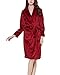 Produktbild Damen Paar tragen Gürtel Bademantel Herbst- und Winterpyjamas Heimservice Bad Flanell Nachthemd mit V-Ausschnitt Weinrot L
