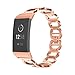 Produktbild samLIKE Edelstahl Armband für Fitbit Charge 3 für Herren und Damen Ersatzarmband Aushöhlen O Design Sportarmband Leicht zu Entfernen, Kompatibel mit Fitbit Charge 3, 170-215MM, 4 Farben (Roségold)