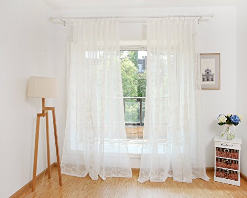GWELL Elegant Supersanft Weiß Transparent Voile Vorhang Gardine Schal mit Ösen TOP QUALITÄT 1er-Pack 140*245cm - 2