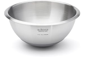 De Buyer - Bassine demi-sphérique "Cul-de-Poule" en inox avec fond en silicone - Diamètre 20 cm -, Argent