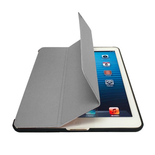 Khomo iPad 2, iPad 3, iPad 4 Retina Hülle Graues und Schwarzes Gehäuse mit doppelten Schutz ultra dünn und leicht, Smart Cover – Grey and Black - 3