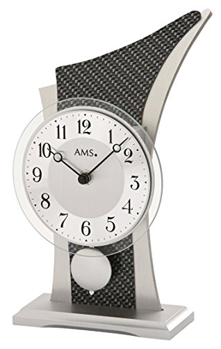 Moderne Tischuhr mit Quartzwerk, batteriebetrieben - Modern Style - AMS -Quartzpendel-Tischuhr 26cm- 1140