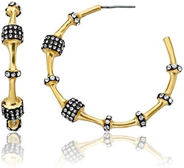 Riccova Cosmopolitan Gold Tone/ Blk Rhodium Crystal Station Hoop Earrings Goldtone No Size