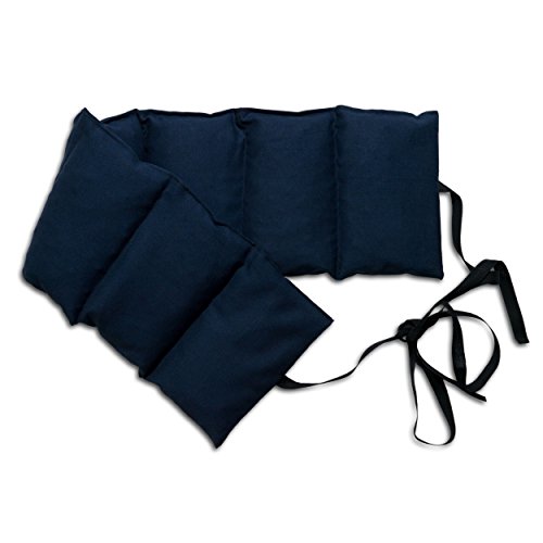 Bio-Dinkelkissen 7-Kammer mit Band, 65x15 dunkelblau | Wärmekissen Körnerkissen