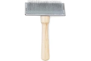Ancol Heritage Wood Handle Soft Slicker Dog Brush Puppy Pet Grooming Tool Light Brown Wired Bristles Removes Dead Hair Tangles Promotes Glossy Coat Wooden Handle Medium