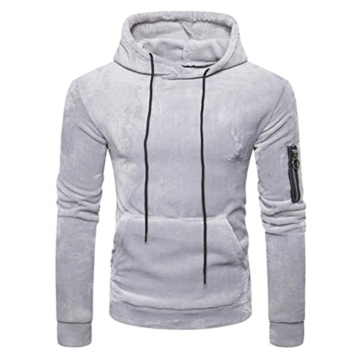 Preisvergleich Produktbild Elecenty Herren Kapuzenpullover,Warme Samt Sweatshirt Hoodie Männer Sweatjacke Kapuzensweater Hoodie Strickpullover Kapuzenjacke Tops (S, Grau)