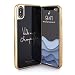 Produktbild Ted Baker® CHLOES Designer Damen Back-Shell Handyhülle kompatibel mit Apple iPhone XS/iPhone X (5.8" Zoll) HD Glas Print, Champagne, Schwarz Gold