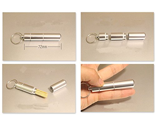 DSstyles Portable Metall Zahnstocher Halter Leichten Aluminium Legierung Tasche Größe Zahnstocher Box Schlüsselanhänger – Silber, Idear Geschenk für Weihnachten, Geburtstag, Business - 6