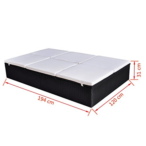 vidaXL Poly Rattan Sonnenliege Doppelliege Gartenliege Gartenmöbel Gartengarnitur Sofa - 6