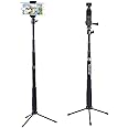 Smatree Telescoping Selfie Stick with Tripod Stand Compatible with DJI Osmo Pocket 4/3/2/1, G*Pro Camera 13/12/11/10/9/8/7/6/5/SJCAM/AKASO/Xiaomi Yi and Cell Phone
