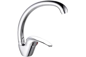 SQUADO Rubinetto da Cucina Monocomando con Rotazione a 360° – Miscelatore Caldo e Freddo, Rubinetto Lavello Cucina con Installazione Facile, Tubi da 40 cm Inclusi