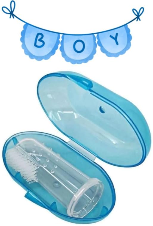 Mucit Home Mavi Erkek Bebek Çocuk Silikon Parmak Diş Kaşıyıcı Dil Temizleyici Diş Fırçası