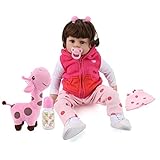 Zerodis Baby Puppe Spielzeug Lebensechte Silikagel Unisex Neugeborenen Realistische Hohe Simulation Baby Puppe Set mit Plüsch Spielzeug Geburtstagsgeschenk