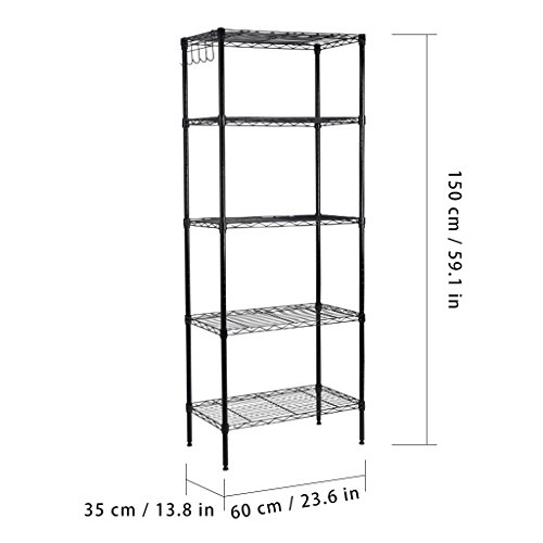 LANGRIA Regal 5 Ablage Regalsystem Modern Steckregal 275 lb Capacität, 60×35,05×150,1cm, Schwarz - 4