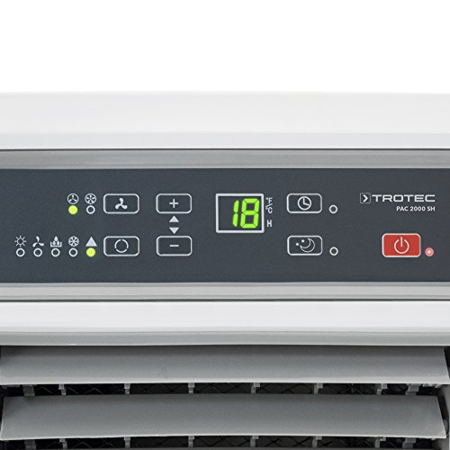 TROTEC Lokales mobiles Klimagerät Klimaanlage PAC 2000 SH mit 2 kW / 7.000 Btu (EEK: A) 4-in-1-Gerät: Klimatisierung, Heizfunktion, Ventilation, Entfeuchtung inkl. Fernbedienung, Timer, LED-Display, einstellbare Luftausblasrichtung, herausnehmbarer Luftfilter, uvm. - 7